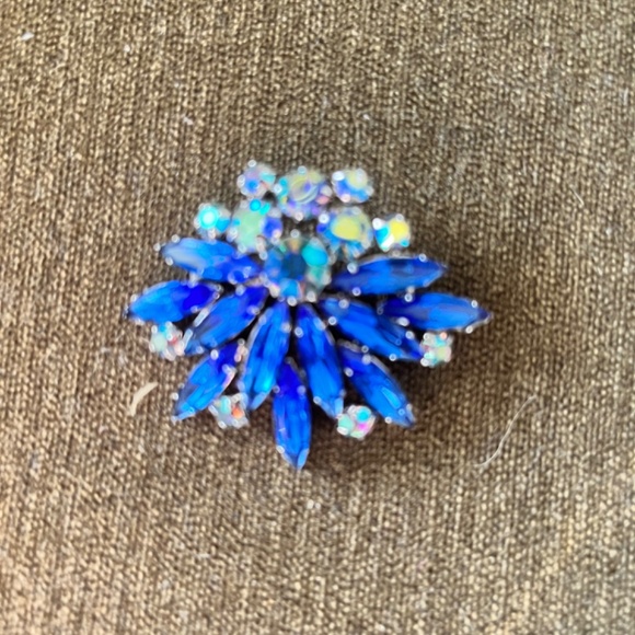 Vintage cobalt crystal brooch - Picture 2 of 5